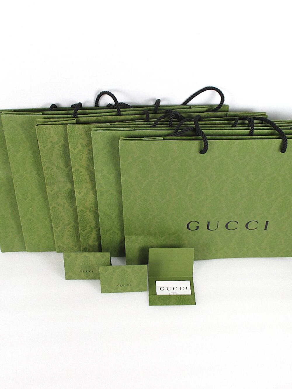BUNDLE OF 6 LARGE GREEN GUCCI SHOPPING BAGS